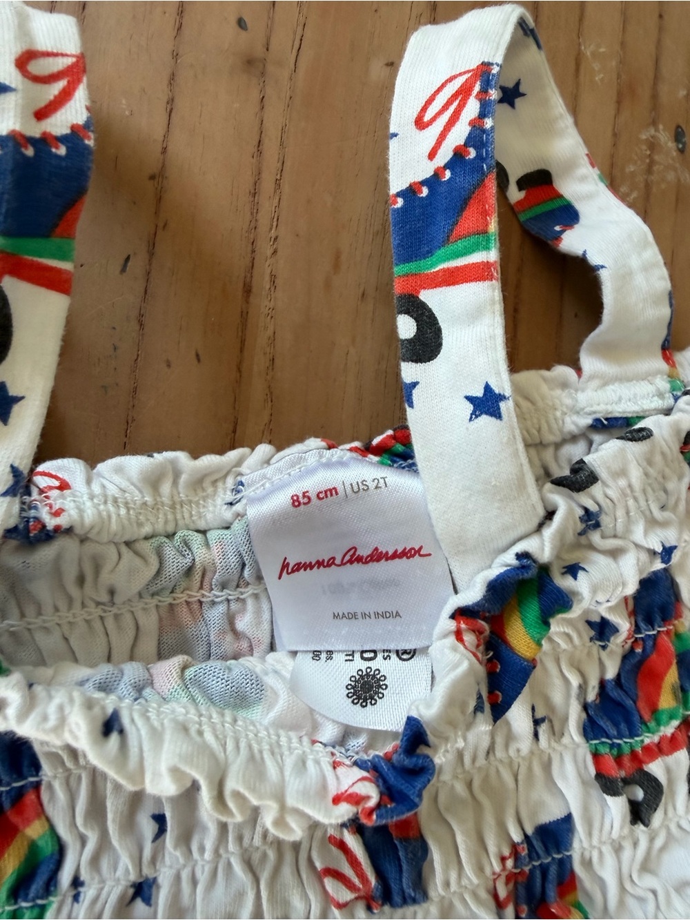 Hanna Andersson White Dress with Blue, Red, Green Accents